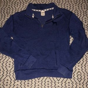 PINK crew neck quarter zip XS